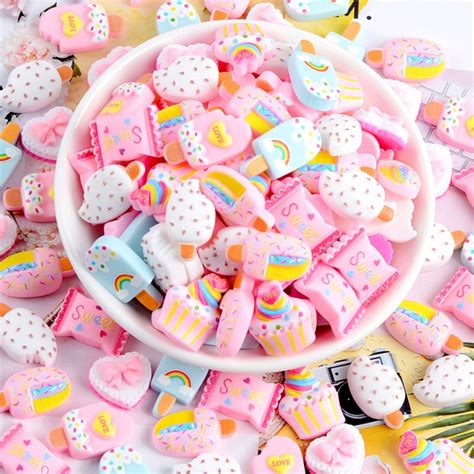 50pcs Cute Slime Charms Diy Accessories For Slime Simulation Ice Cream