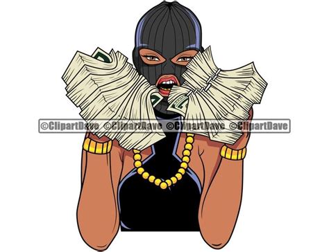 gangster woman ski mask eating huge money stack svg design 100 etsy women ski svg design
