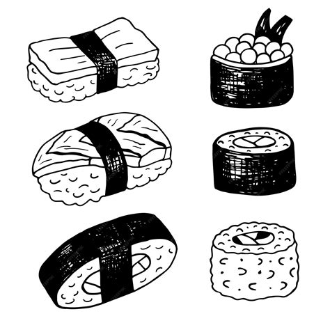 Ilustración De Esquema De Rollos De Sushi Cocina Japonesa Comida