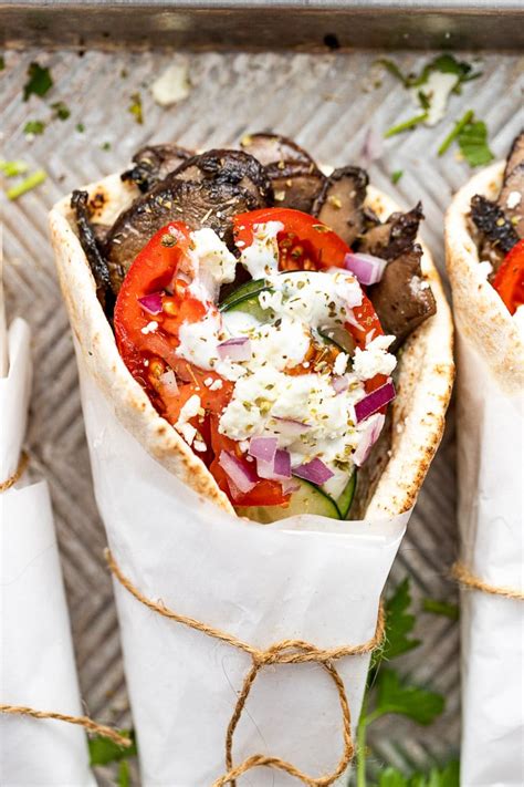 Minute Vegetarian Gyros With Mushrooms Fork In The Kitchen
