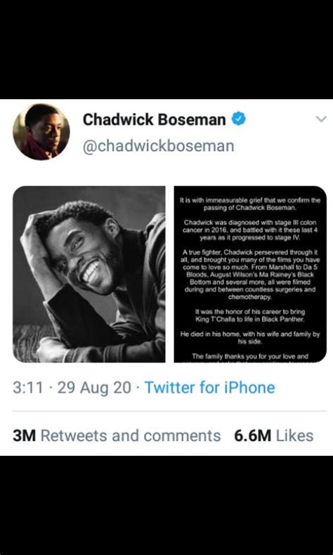 Chadwick Bosemans Final Tweet Becomes Most Liked Post In Twitter History Pix Celebrities