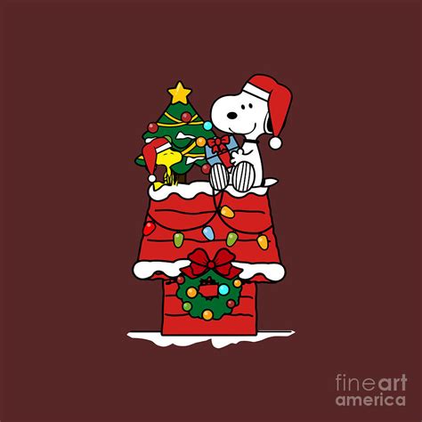 Snoopy Celebrate Christmas With Woodstock Drawing By Paulin Yuliana