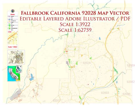 Fallbrook California 92028 Us Map Vector Exact City Plan High Detailed