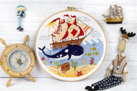 Free stitching pattern creator and generator. Ocean Dreams, Nautical Modern Cross Stitch Pattern ...