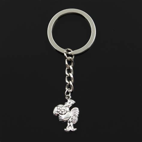 New Fashion Keychain 23x15mm Cock Rooster Pendants Diy Men Jewelry Car Key Chain Ring Holder