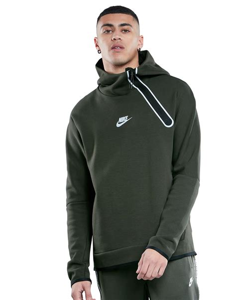 Nike Mens Tech Fleece Reflective Half Zip Hoodie Green Life Style