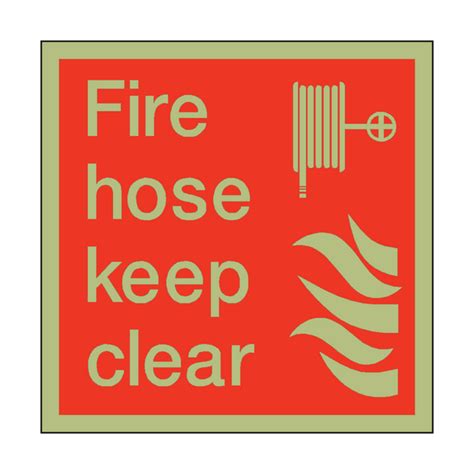 Photoluminescent Fire Hose Keep Clear Square Sign Pvc Safety Signs