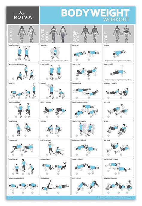 Description This Personal Home Fitness Total Body Workout Poster Chart Features Clearly