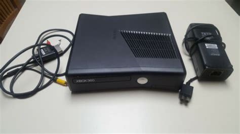 Microsoft Xbox 360 Model 1439 Slim Black Console Power Supply And Av