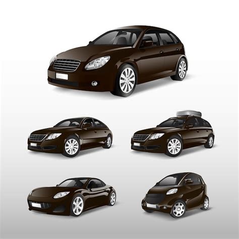 Set Of Various Models Of Brown Car Vectors Vector Free Download