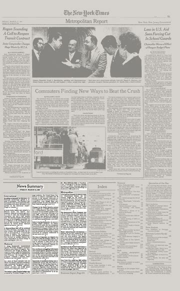 News Summary Friday March 13 1981 The New York Times