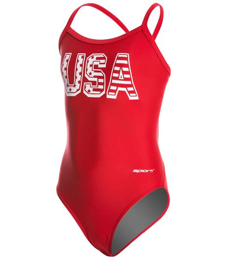 Sporti All Star Usa Thin Strap One Piece Swimsuit Youth 22 28 At