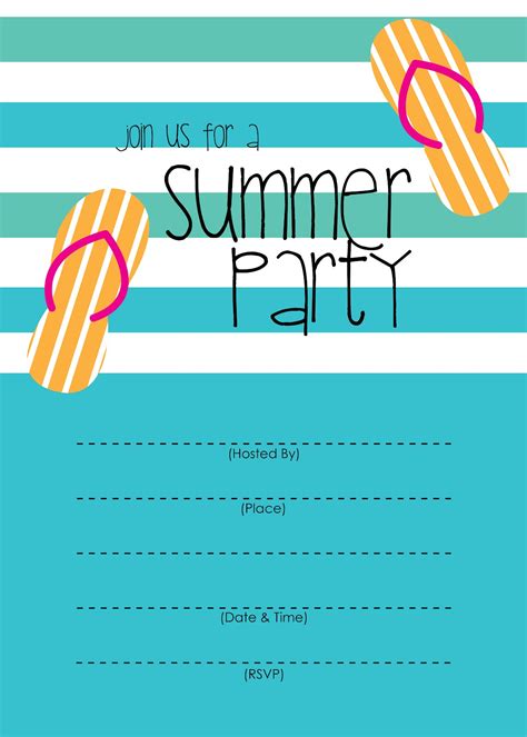 Pool & lights party invitation template. Summer Party Invitation - Free Printable - Short Stop Designs