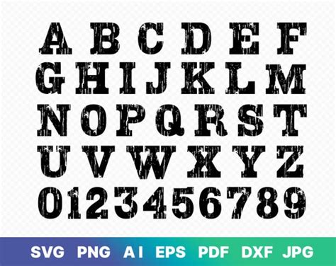 Distressed Font Svg Files Grunge Letters And Numbers Etsy