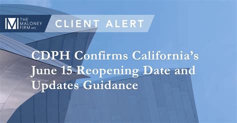 Cdph Confirms Californias June 15 Reopening Date And Updates Guidance