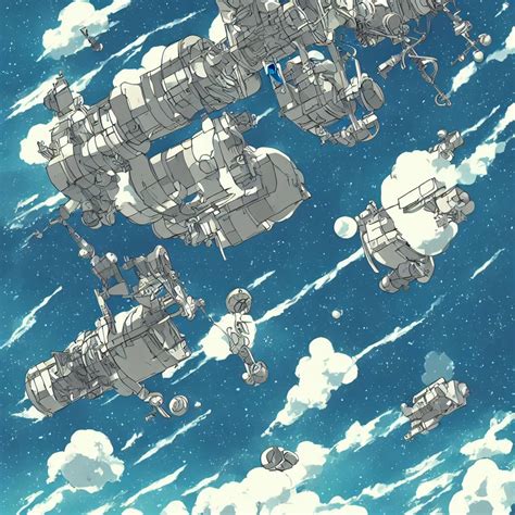 Space Station In The Style Of Studio Ghibli Anime Stable Diffusion