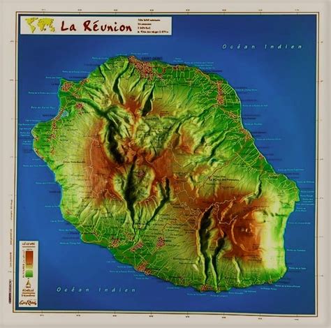 Carte En Relief De Lîle De La Réunion Georelief