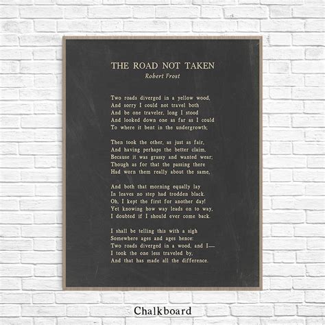 The Road Not Taken Poem By Robert Frost Ready To Frame Art Etsy