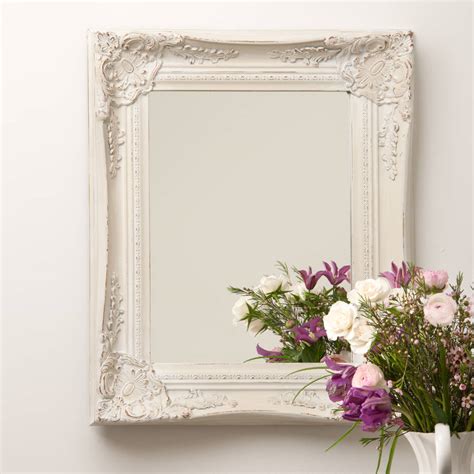 Ornate French Style White Distressed Mirror By Hand Crafted Mirrors