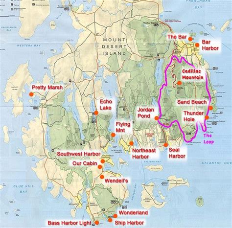 Mount Desert Island Tourist Map Acadia National Park Maine Camping