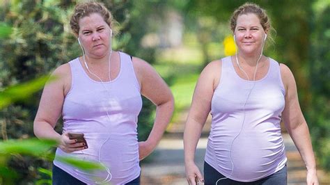 Pregnant Amy Schumer Shows Off Baby Bump During Makeup Free Stroll