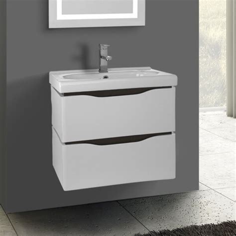 Shop 24 Inch White Vanity Cabinet With Fitted Sink White Finish