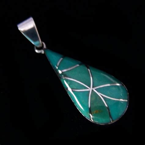 Turquoise Teardrops Sterling Silver Pendant