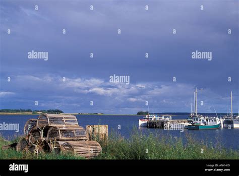 North America Canada Prince Edward Island Lobster Traps And Boats