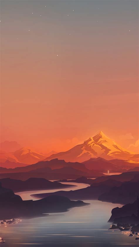 Minimalism Minimalist Mountains Lake Artist Artwork Digital Art