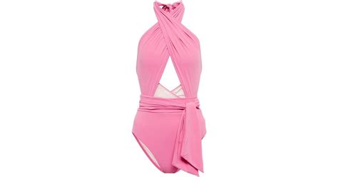 Karla Colletto Cutout Halterneck Swimsuit In Pink Lyst