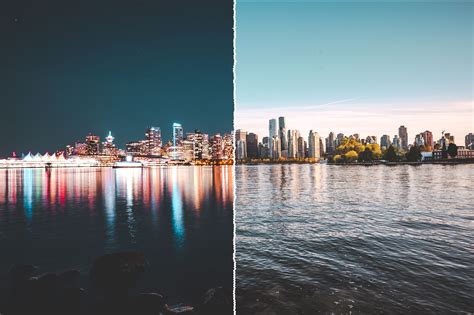 Vancouver Skyline Nightday City Cities Buildings