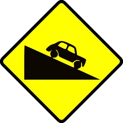 Road Sign Caution Steep · Free Vector Graphic On Pixabay