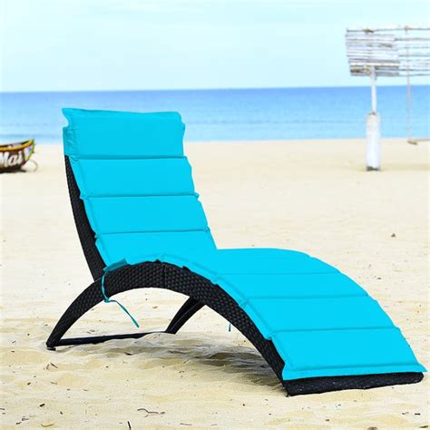 Hdx folding chair plastic seat stain and weather resistant uv protected durable. Costway Folding Patio Rattan Lounge Chair Chaise Cushioned Portable Garden - Walmart.com ...