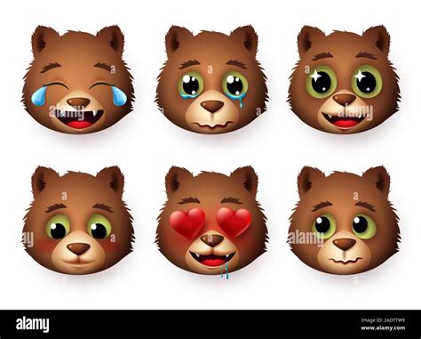 Emojis Of Panda Face Vector Set Pandas Bear Head Emoticon Animal In