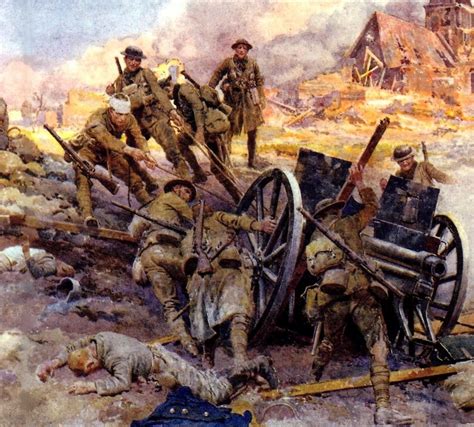Britsh Infantry With Captured 77mm Krupp Cannon The Somme 1916