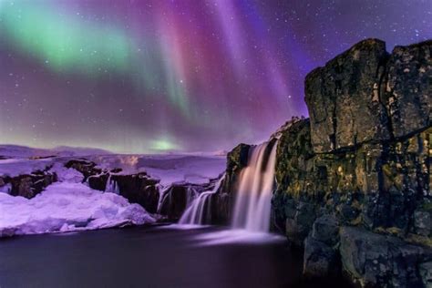The Aurora Borealis Lighting Up One Of Icelands Iconic Waterfalls I
