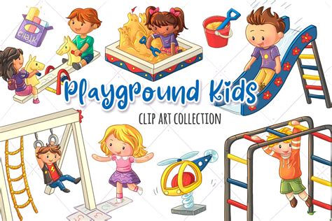 Playground Kids Clip Art Collection Custom Designed Illustrations
