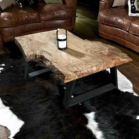 Rustic Modern Coffee Table Live Edge Burl Wood Slab