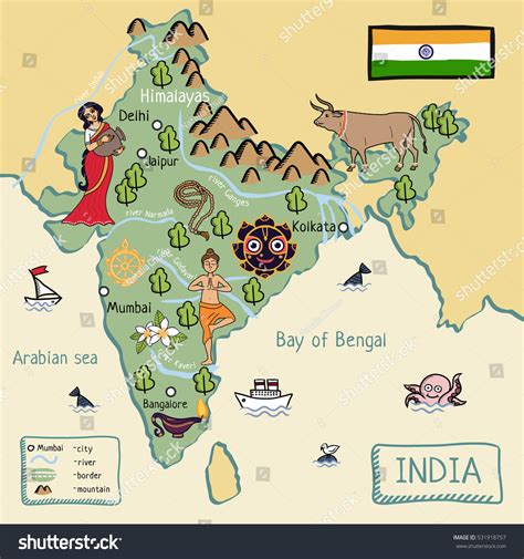 Cartoon Map Of India Stock Photo 531918757 Shutterstock