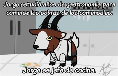 A Cartoon Goat With Long Horns Standing In Front Of A Counter