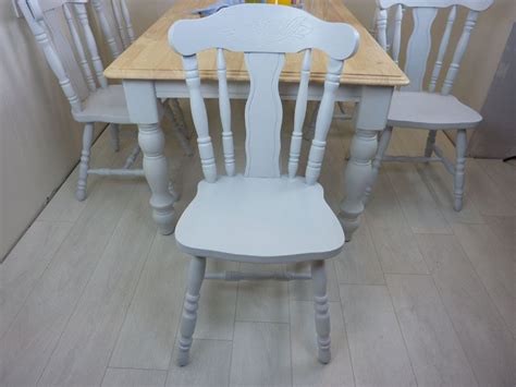 6ft Solid Wood Farmhouse Table And 6 Chairs Painted Vintage Antique