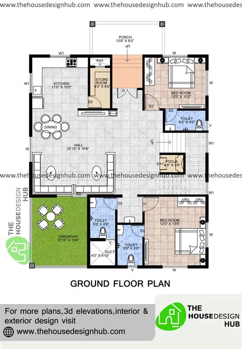 2 Bhk House Plan With Column Layout Dwg File In 2021 South Facing
