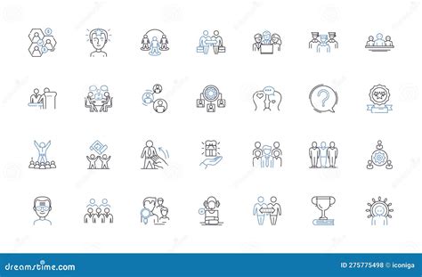 Strategic Planning Line Icons Collection Vision Mission Goals