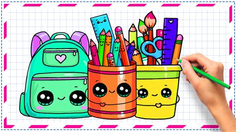 How To Draw Cute School Supplies Step By Stepappstore For