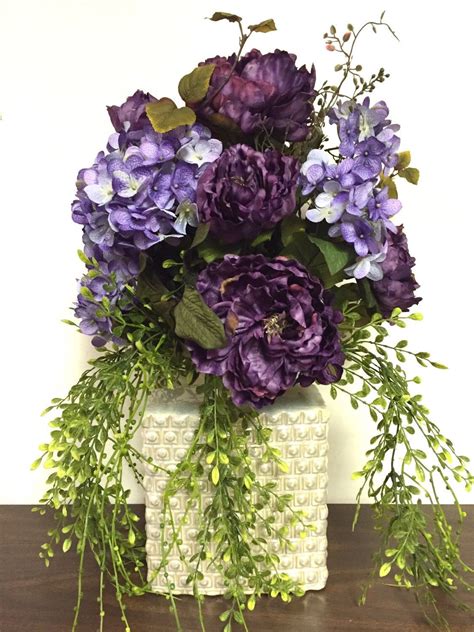 Tall Floral Arrangement Modern Centerpiece Large Purple