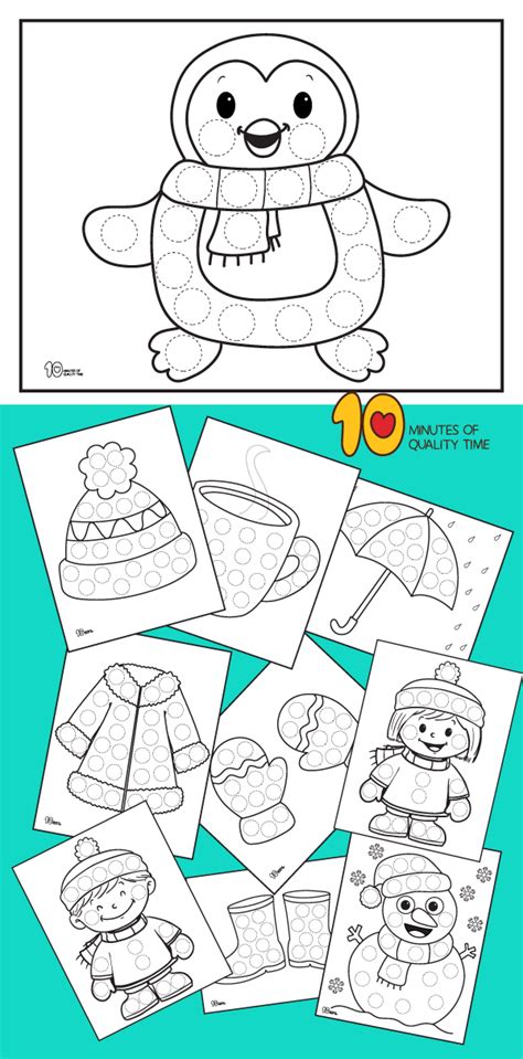 10 Winter Dot Art Printables – 10 Minutes of Quality Time