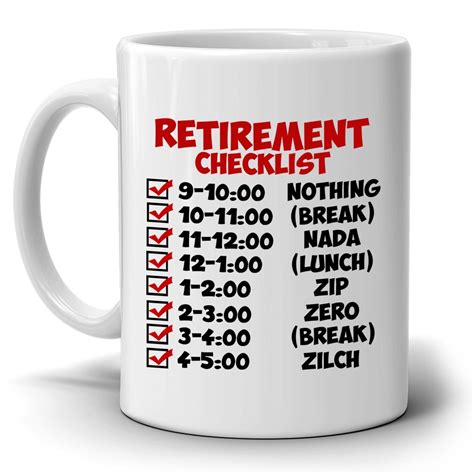Funny Retirement T Checklist Coffee Mug Perfect Humor Present Ideas