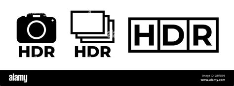 Set Of Hdr Outline Vector Icon High Dynamic Range Symbol Icon Set