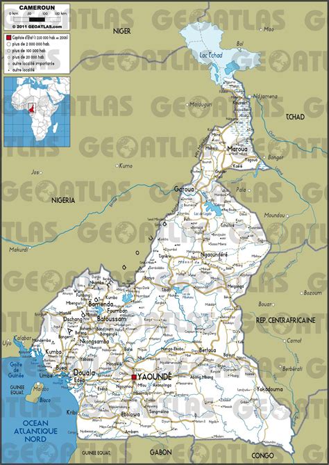 Carte du Cameroun  Différentes cartes du pays du continent africain
