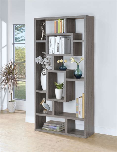 10 Shelf Bookcase Weathered Gray